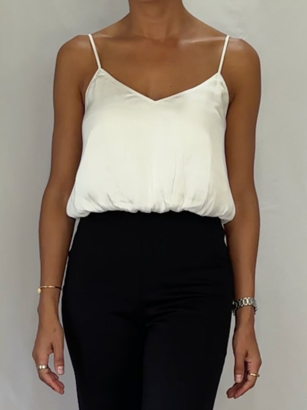 Pookie & Sebastian White Cropped Camisole Sleeveless Lined Cami Top Size S